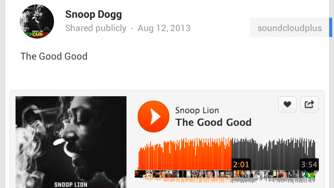 Google+ now supports SoundCloud embedding