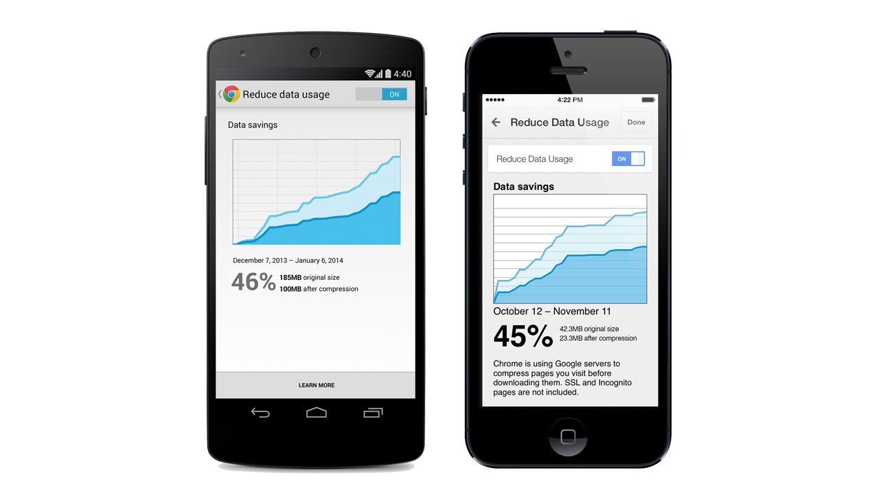 Chrome for Android and iOS updated with data compression
