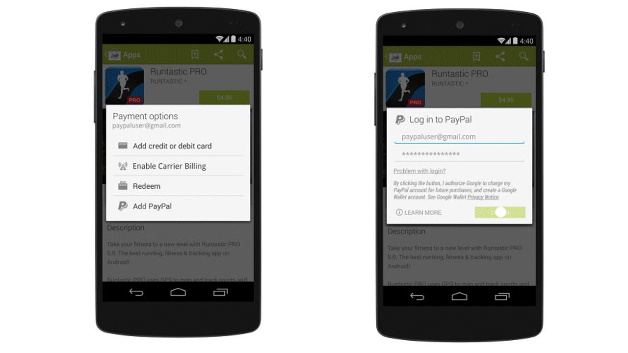 PayPal now accepted in Google Play on Android