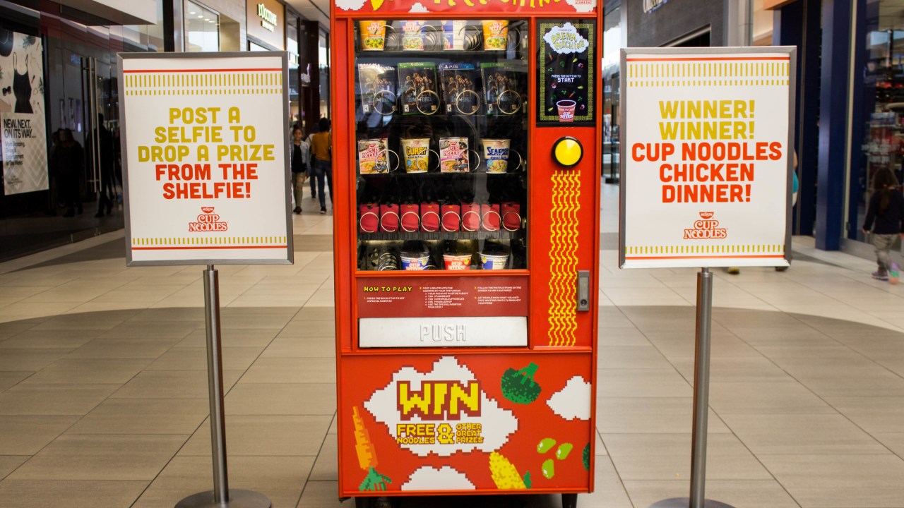 Instagram-powered vending machine gives free food for selfies