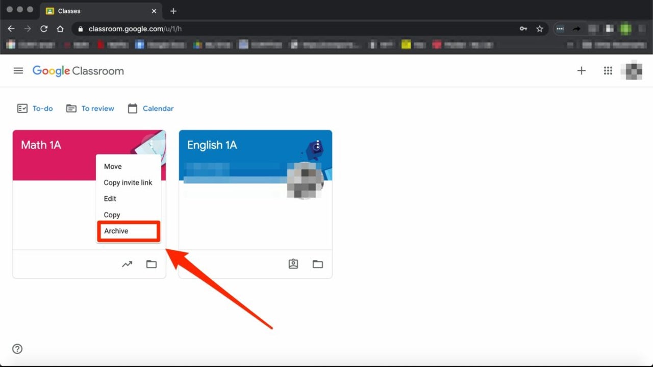 how to archive assignments on google classroom