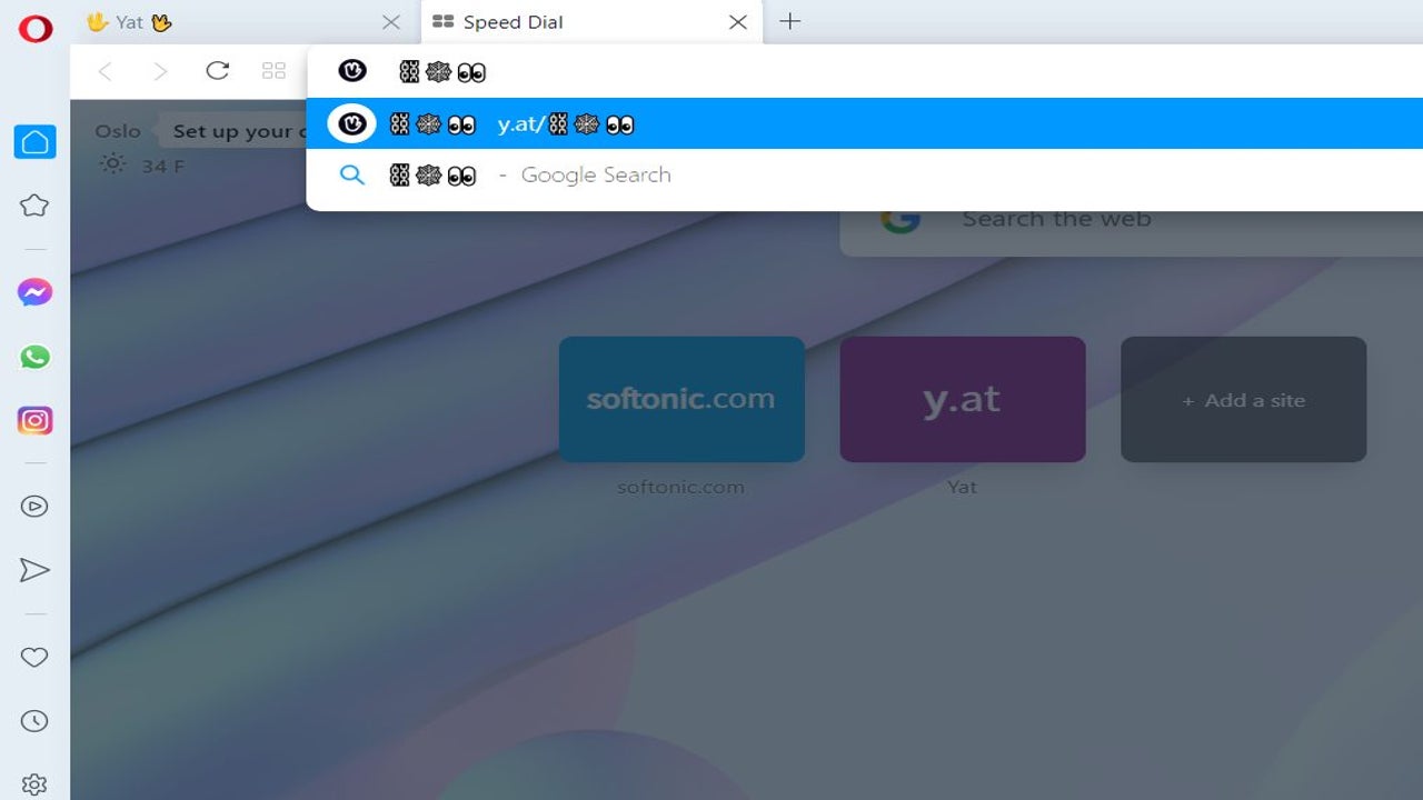 You can now enter Yat’s colorful emoji URLs in Opera