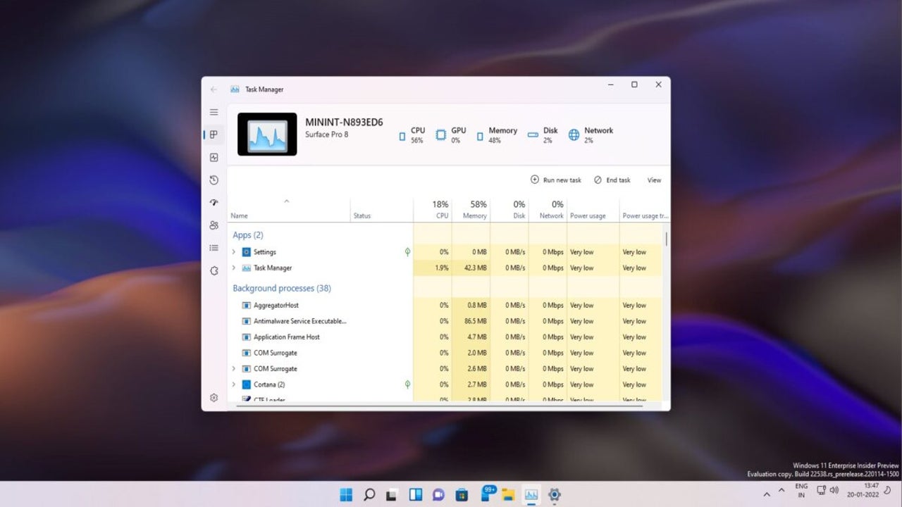 Windows 11 Build 22598 introduces new Task Manager shortcuts