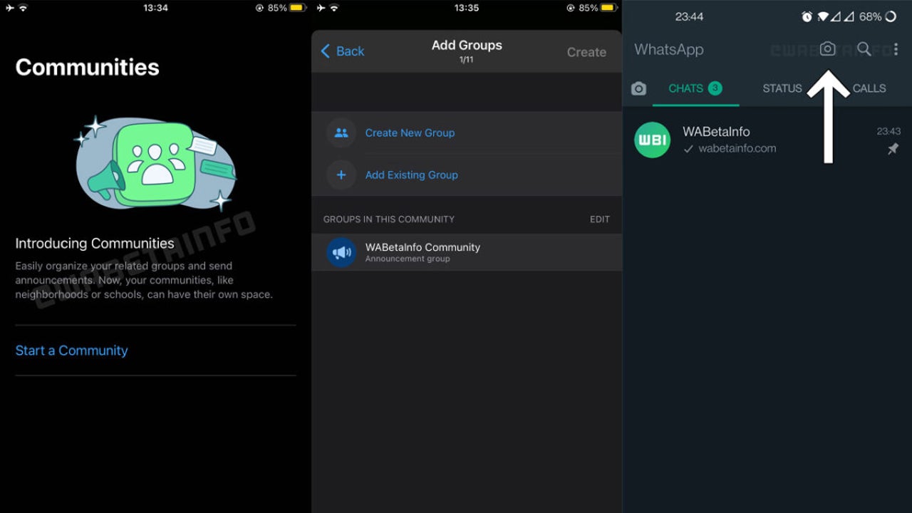More details leak of the new WhatsApp Communities feature and new camera feature spotted
