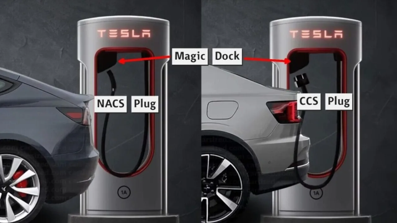 Tesla begins adding 'magic dock' that lets other brands' EVs use its  chargers