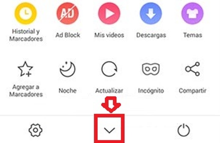Menú de UC Browser