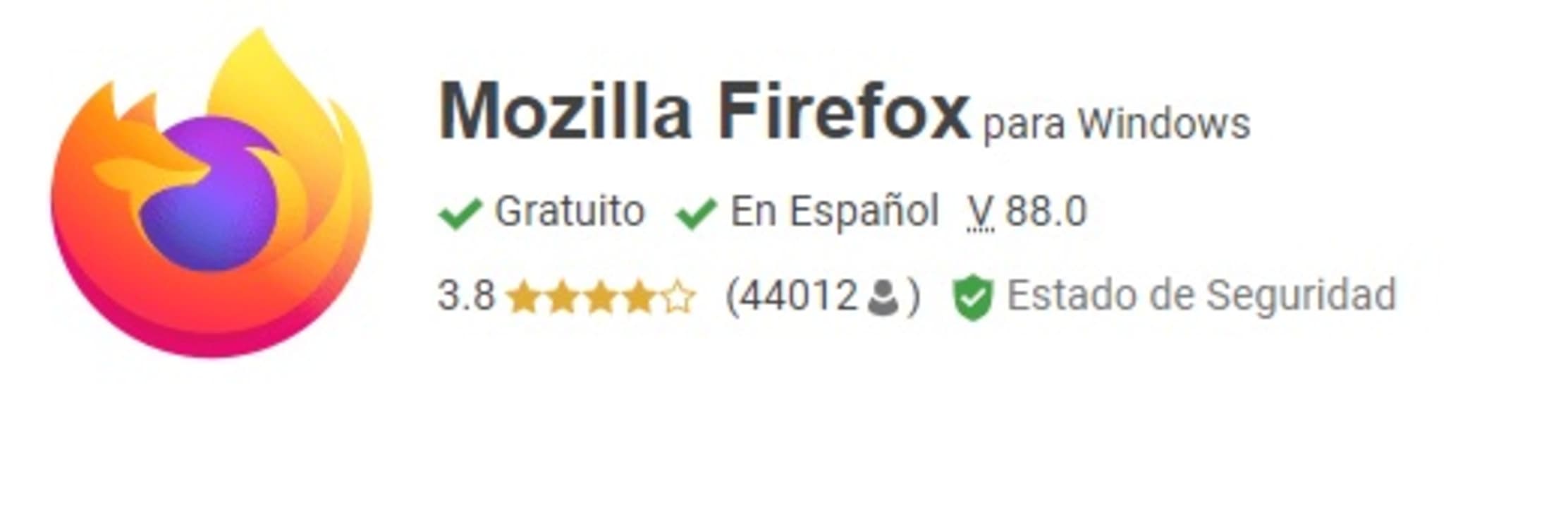 Ficha de Firefox en Softonic