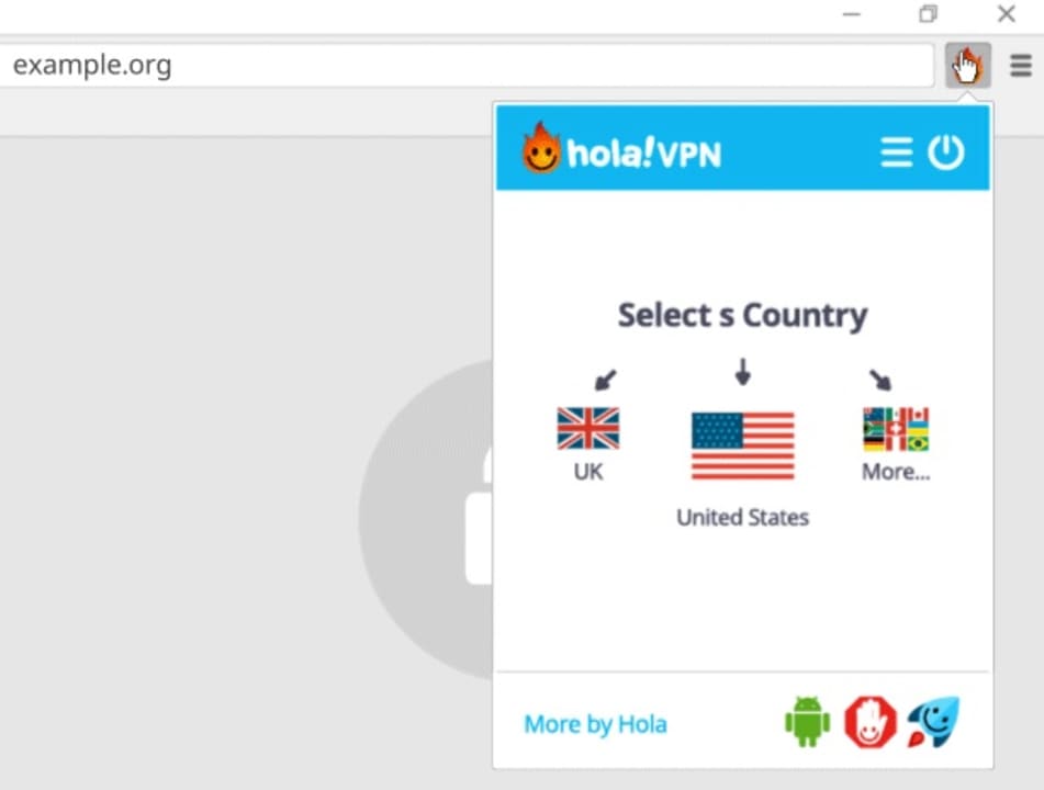 Interfaz de Hola VPN