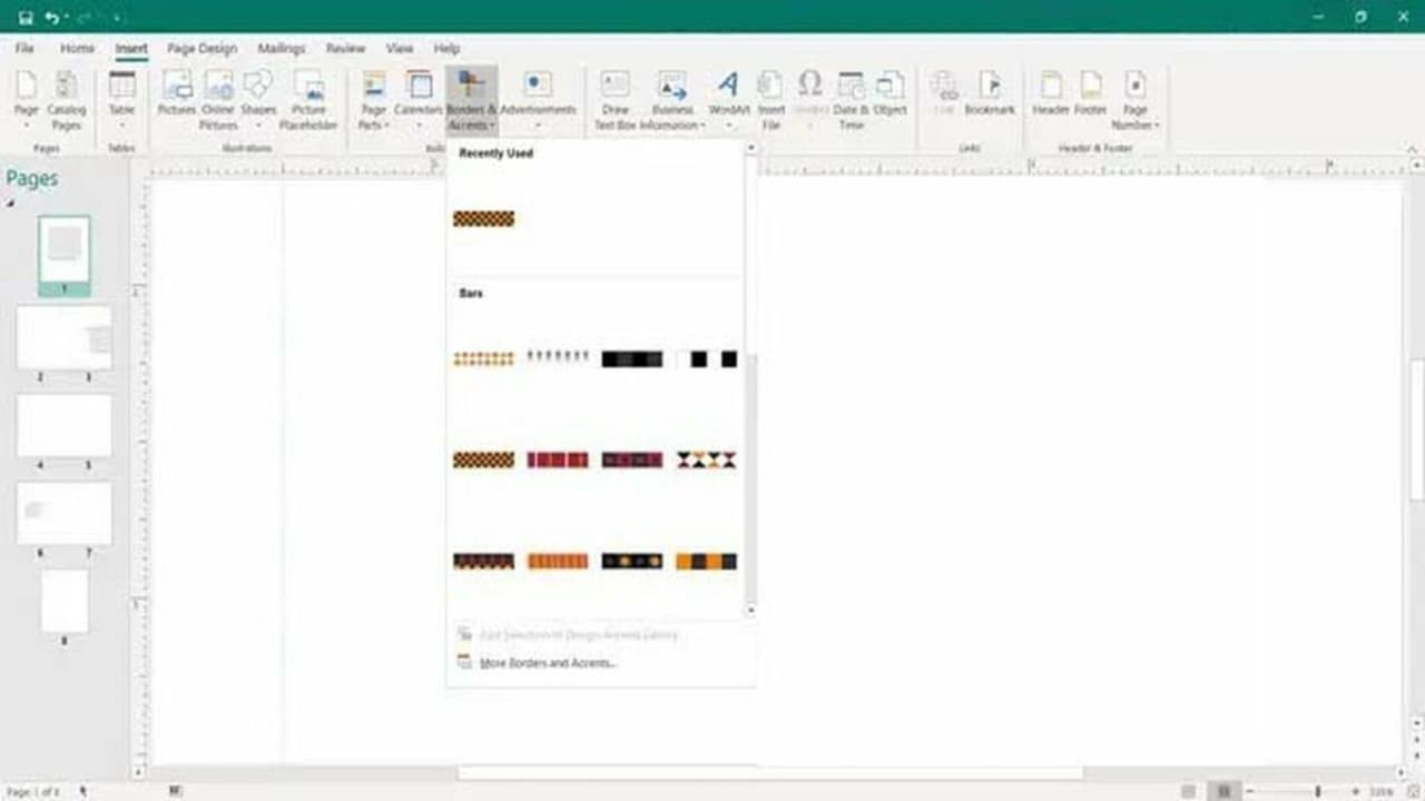 Adding other objects in Microsoft Publisher.