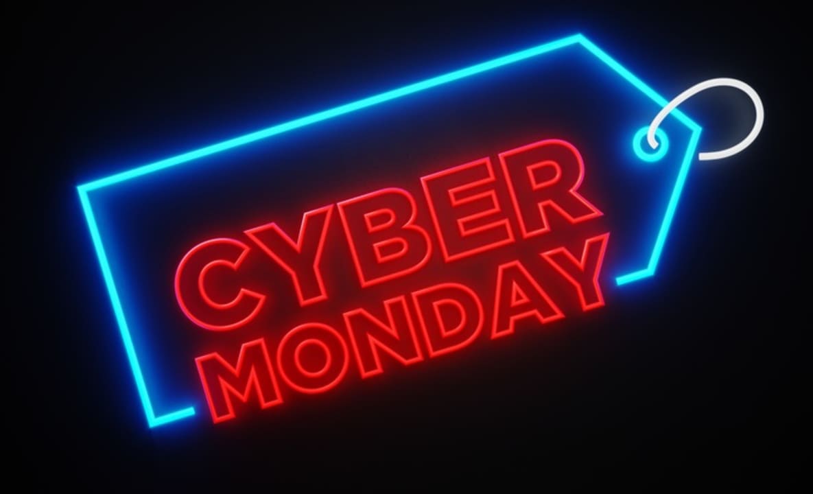Etiqueta de neón con el texto Cyber Monday