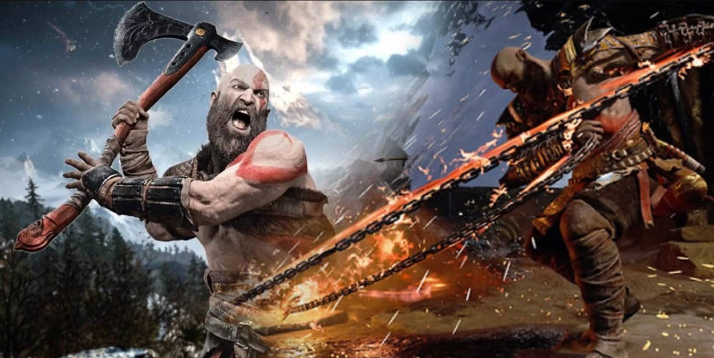 Kratos con la Hacha Leviatán y las Espadas del Caos