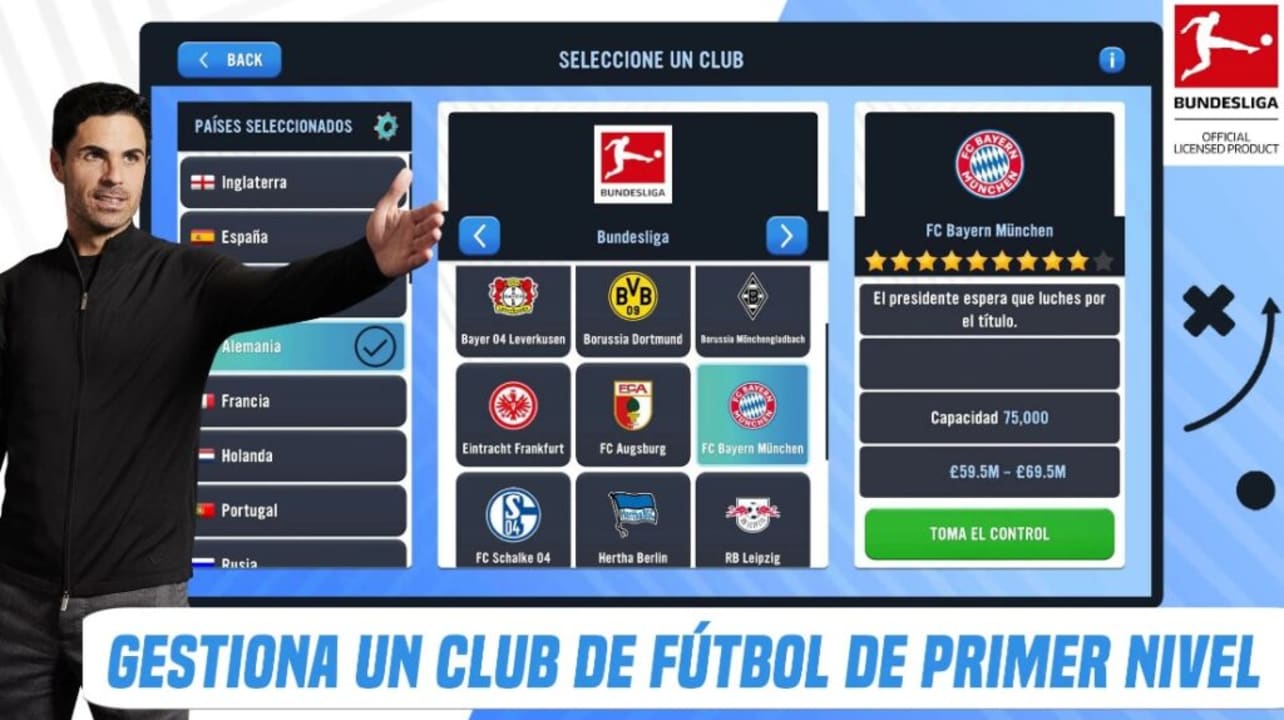 Interfaz de Soccer Manager 2023