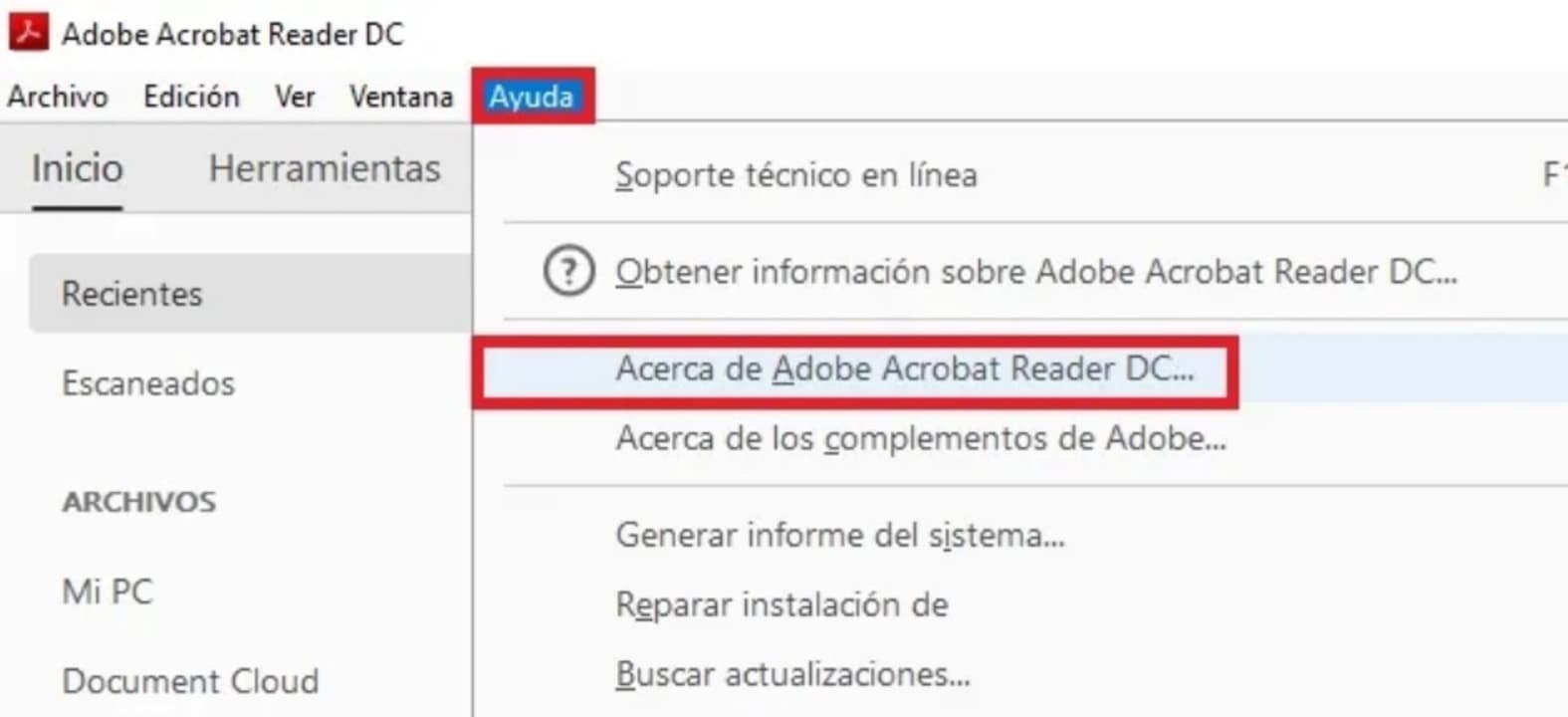 Pasos para actualizar Adobe Reader