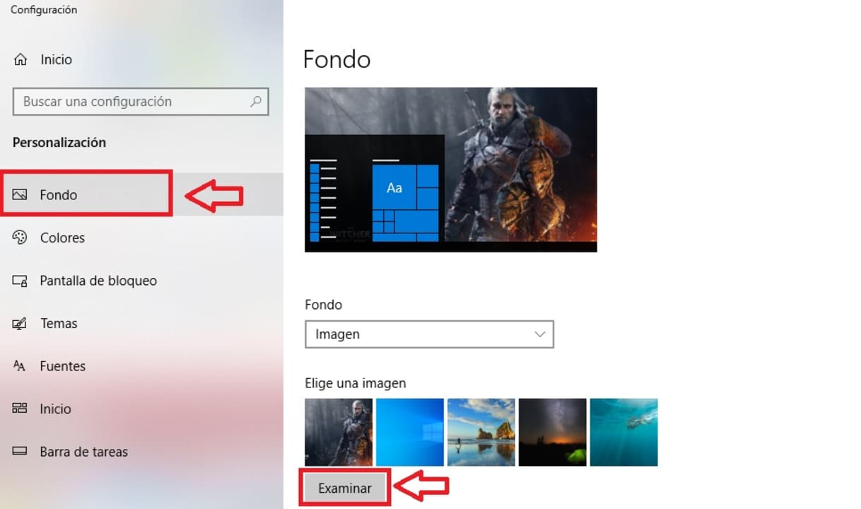 Cambiar fondo de escritorio en Windows 10