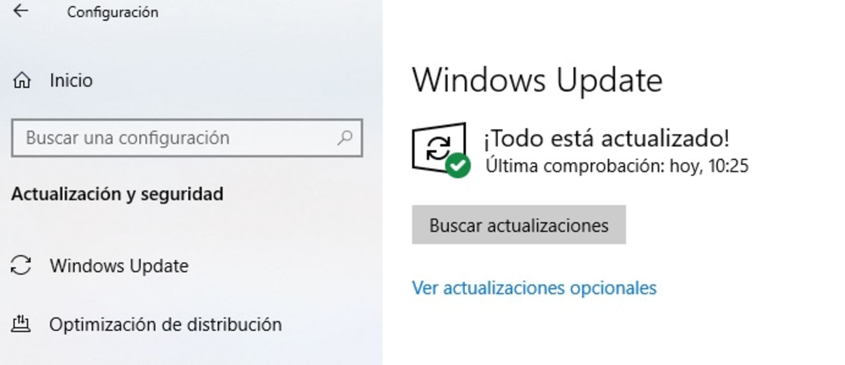 Ventana de Windows Update