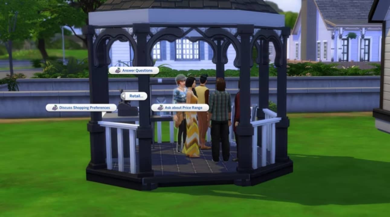 Pagoda con tienda en Los Sims 4 ¡A Trabajar!