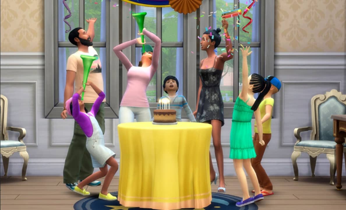 Fiesta de cumpleaños en Los Sims 4