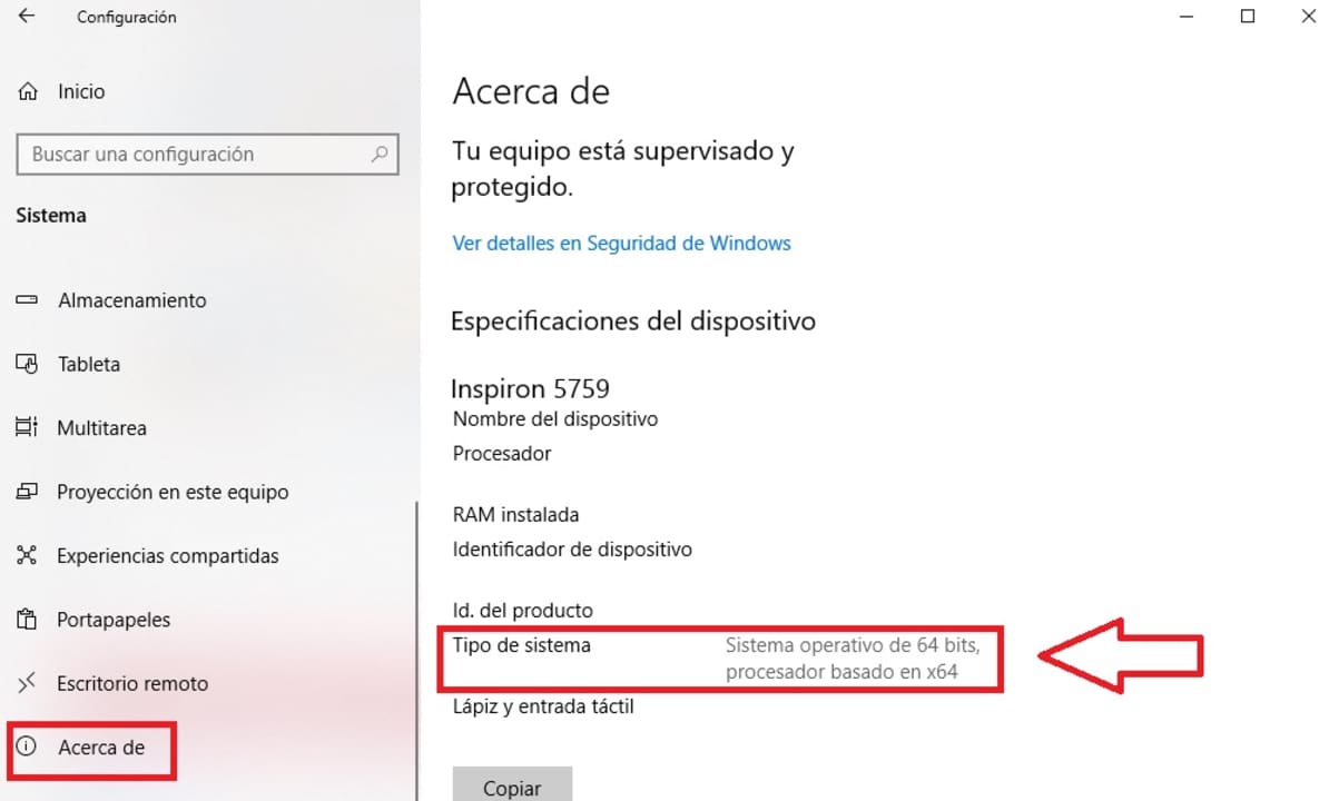 Windows 10: Saber si mi sistema operativo es de 32 o 64 bits