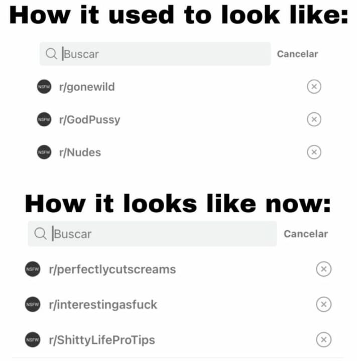 Cómo se buscaba antes el porno en Reddit vs. cómo se busca ahora