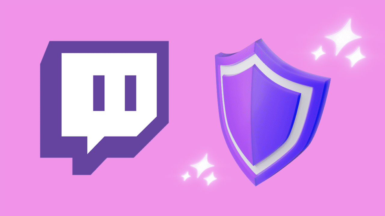Logo de Twitch y un escudo que representa la moderación de contenidos