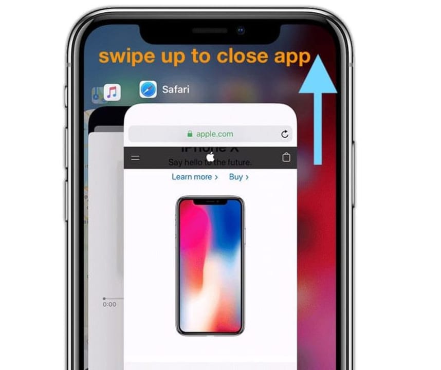 Swipe up to close app