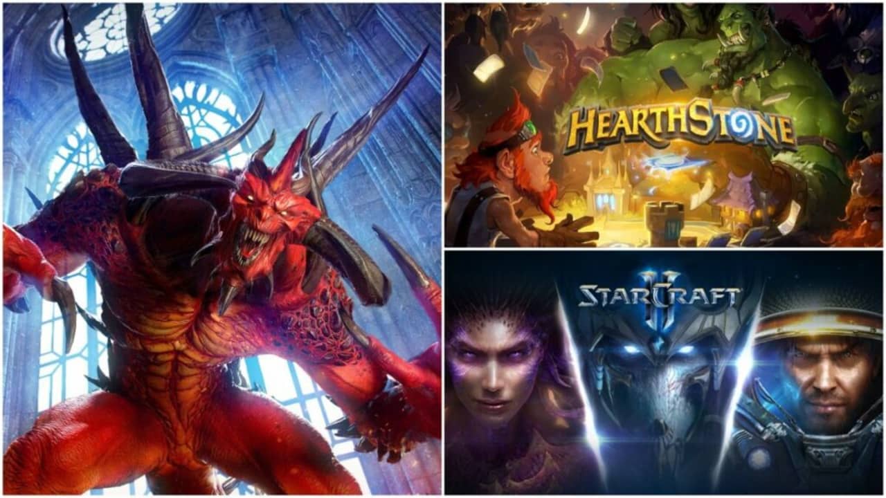 image of Activision titles like Diablo, StarCraft, and Hearthstone
