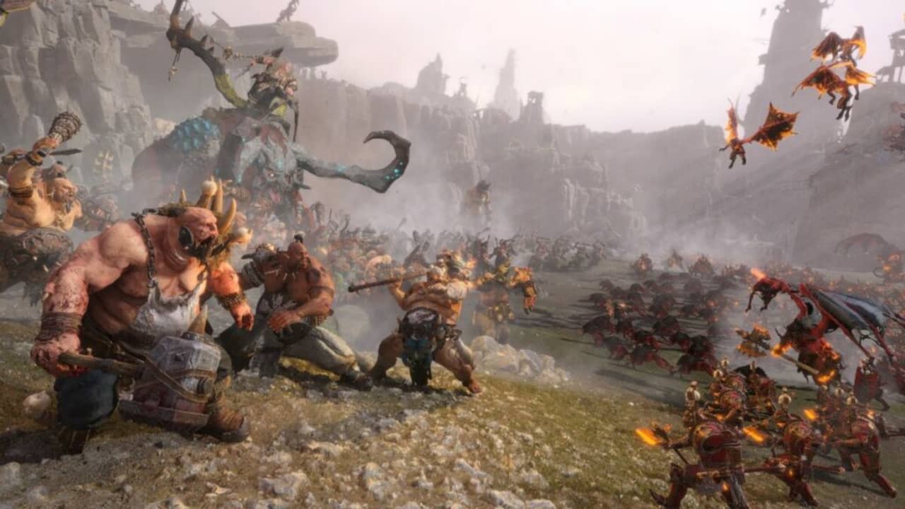 image of Daemon Prince factions vs. Ogre in Total War: Warhammer 3