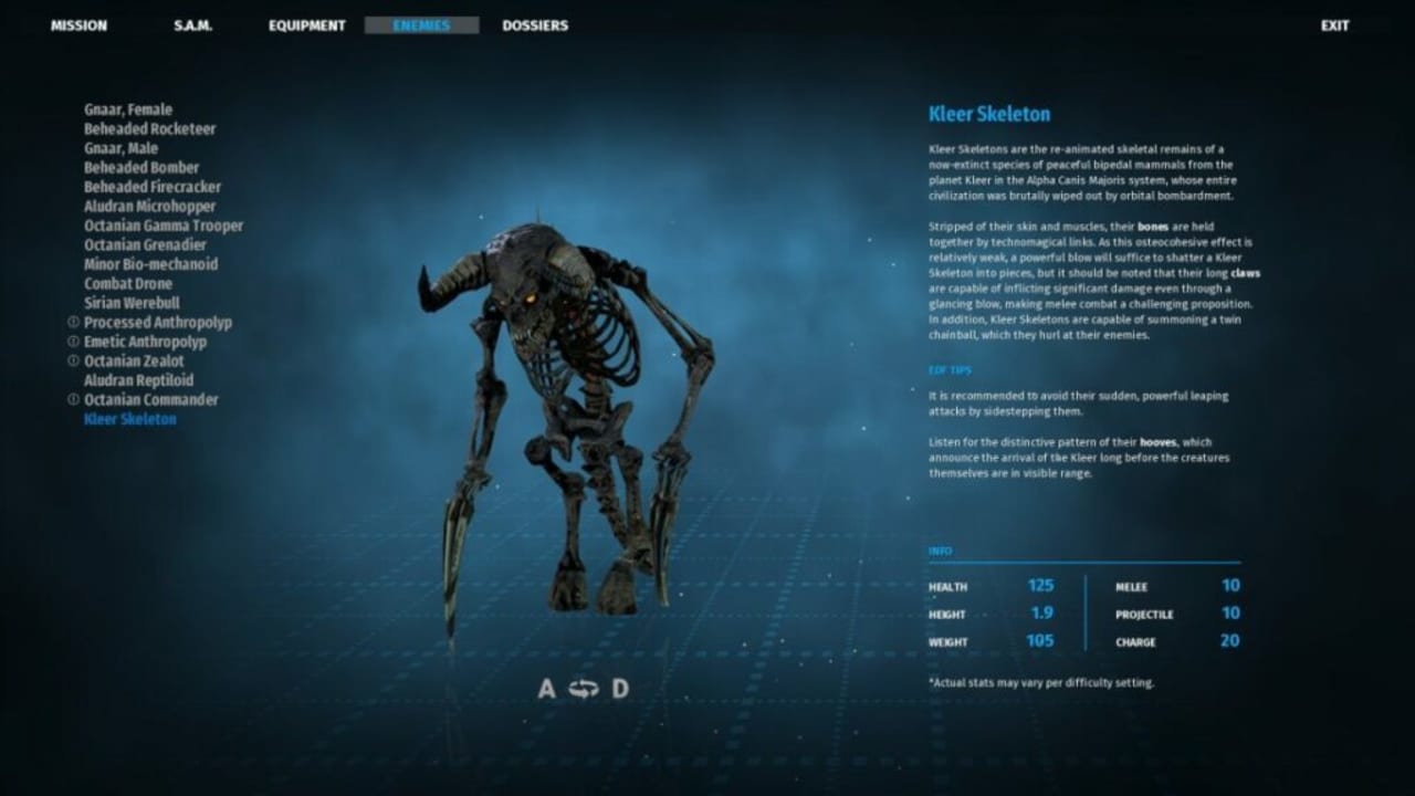 image of Serious Sam: Siberian Mayhem Dossier tab for Kleer Skeleton
