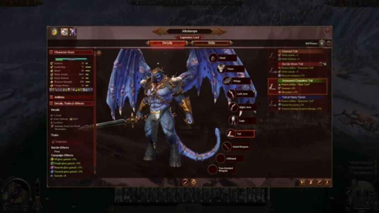 image of character screen in Total War: Warhammer 3