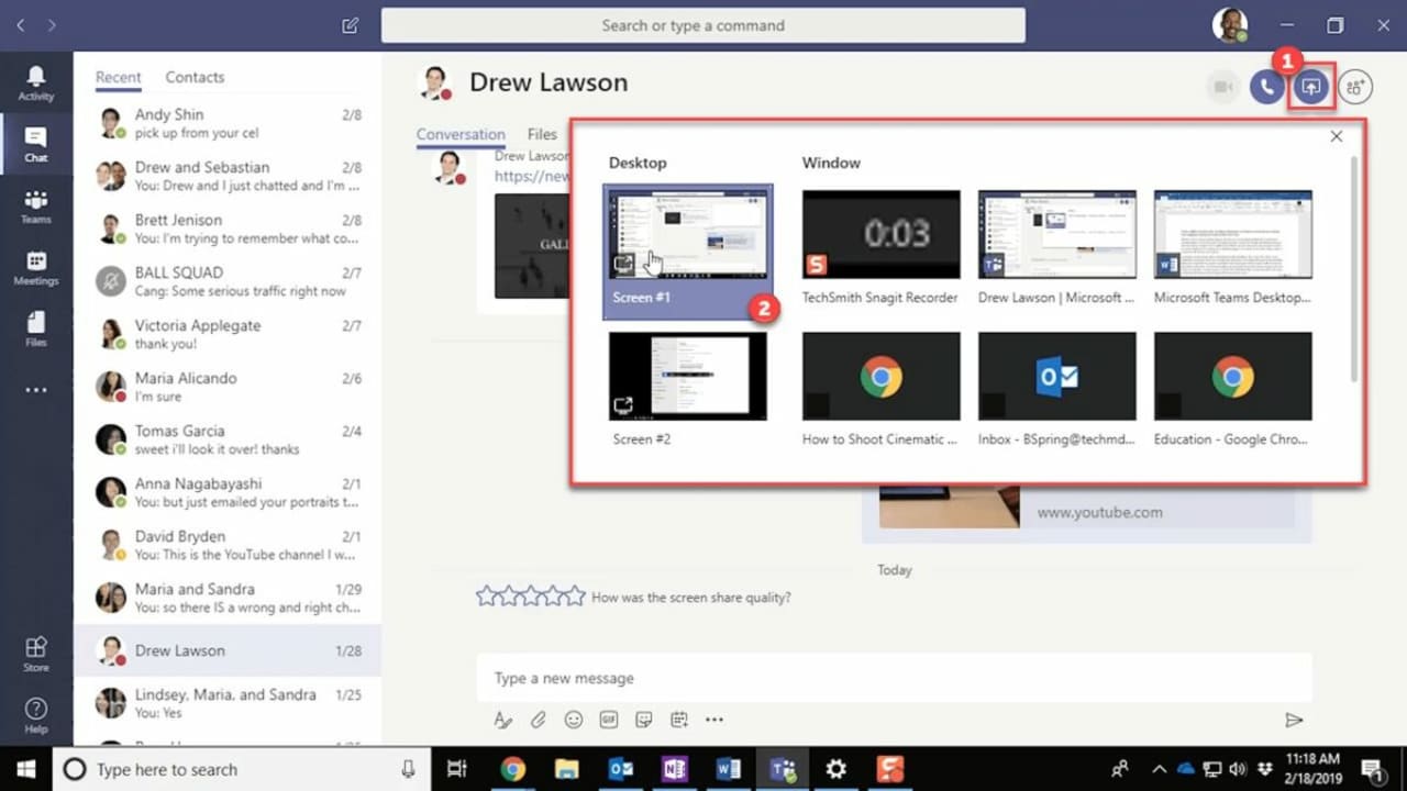 How do I find out who is sharing their screen on Microsoft Teams