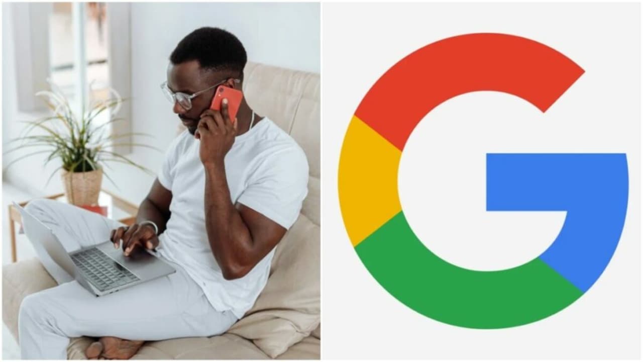 image of a man working remotely at home and the Google logo for Google Docs review