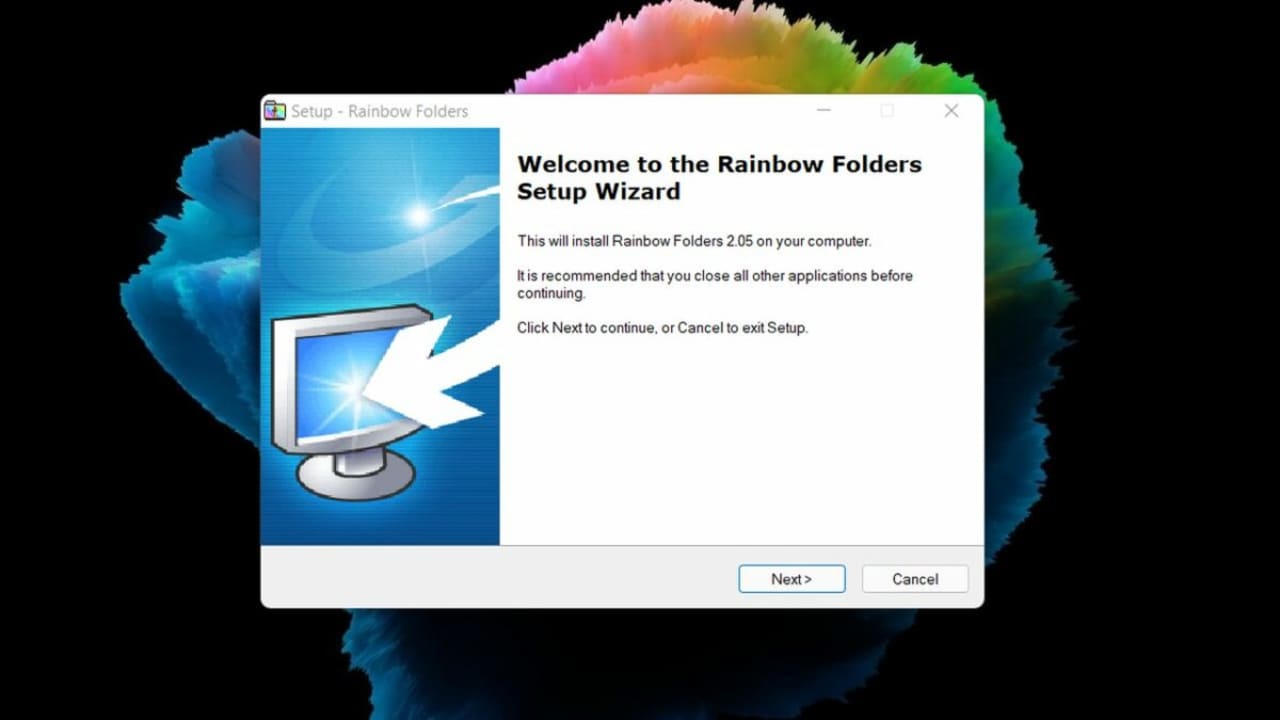 The Rainbow Folders setup wizard.