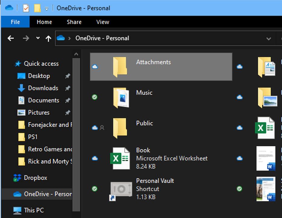 The icons next to each folder that display the file's location.