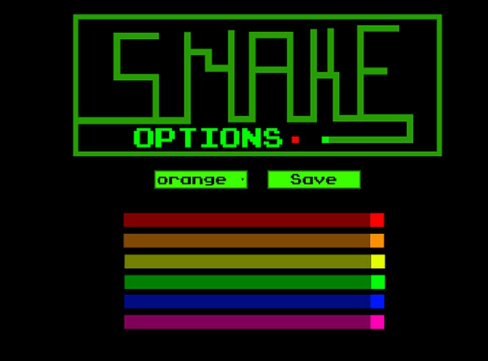 Snake game title screen