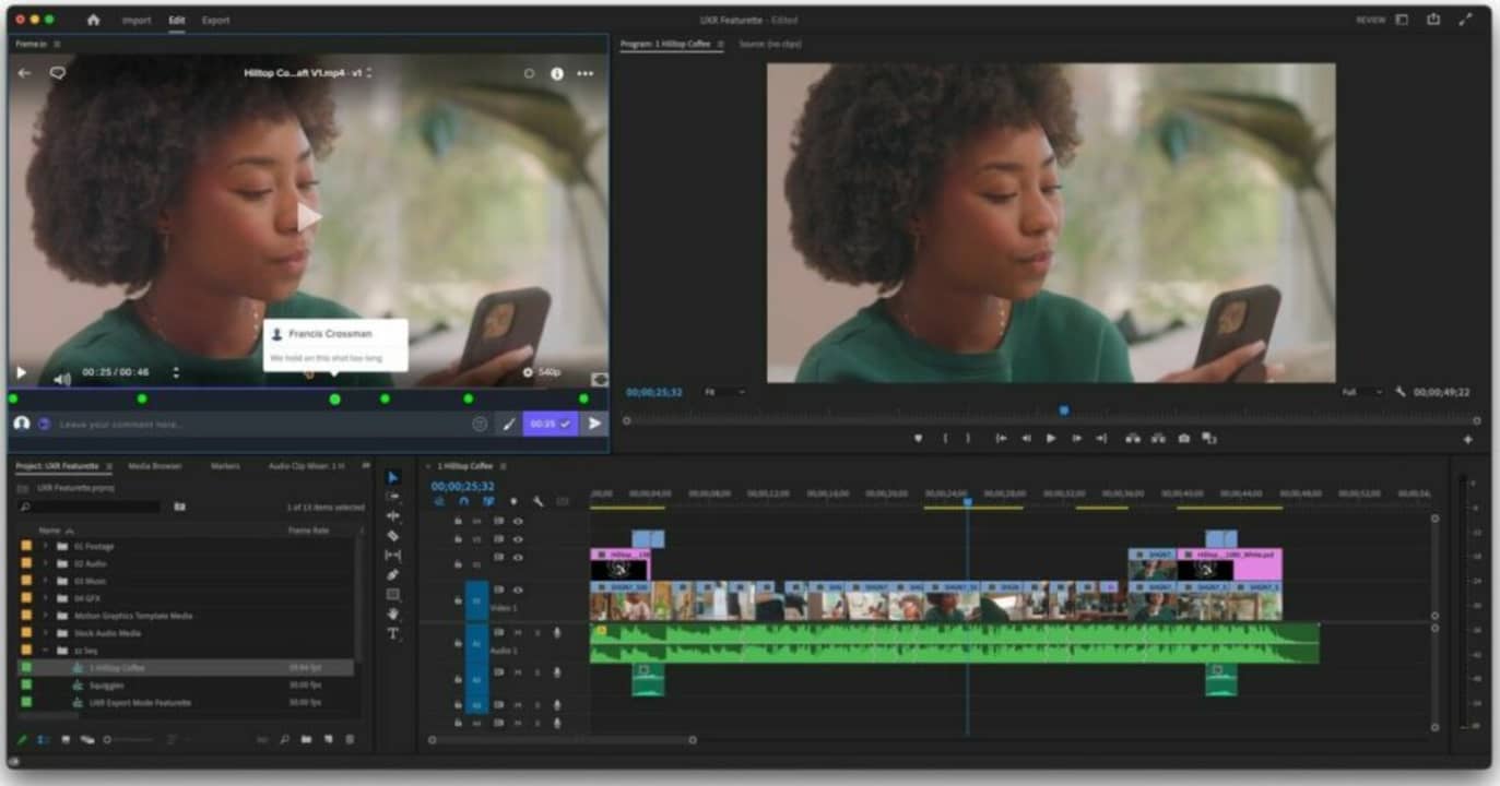 Altering a video in Adobe Premiere Pro edit mode