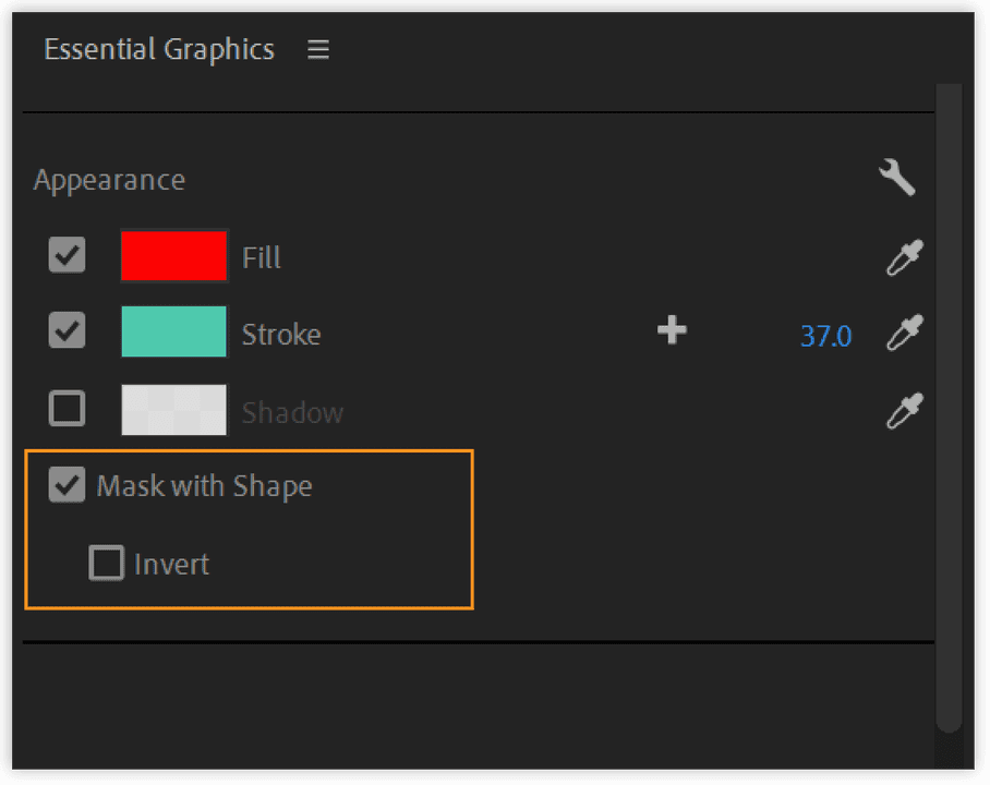 Select mask with shape under appearance