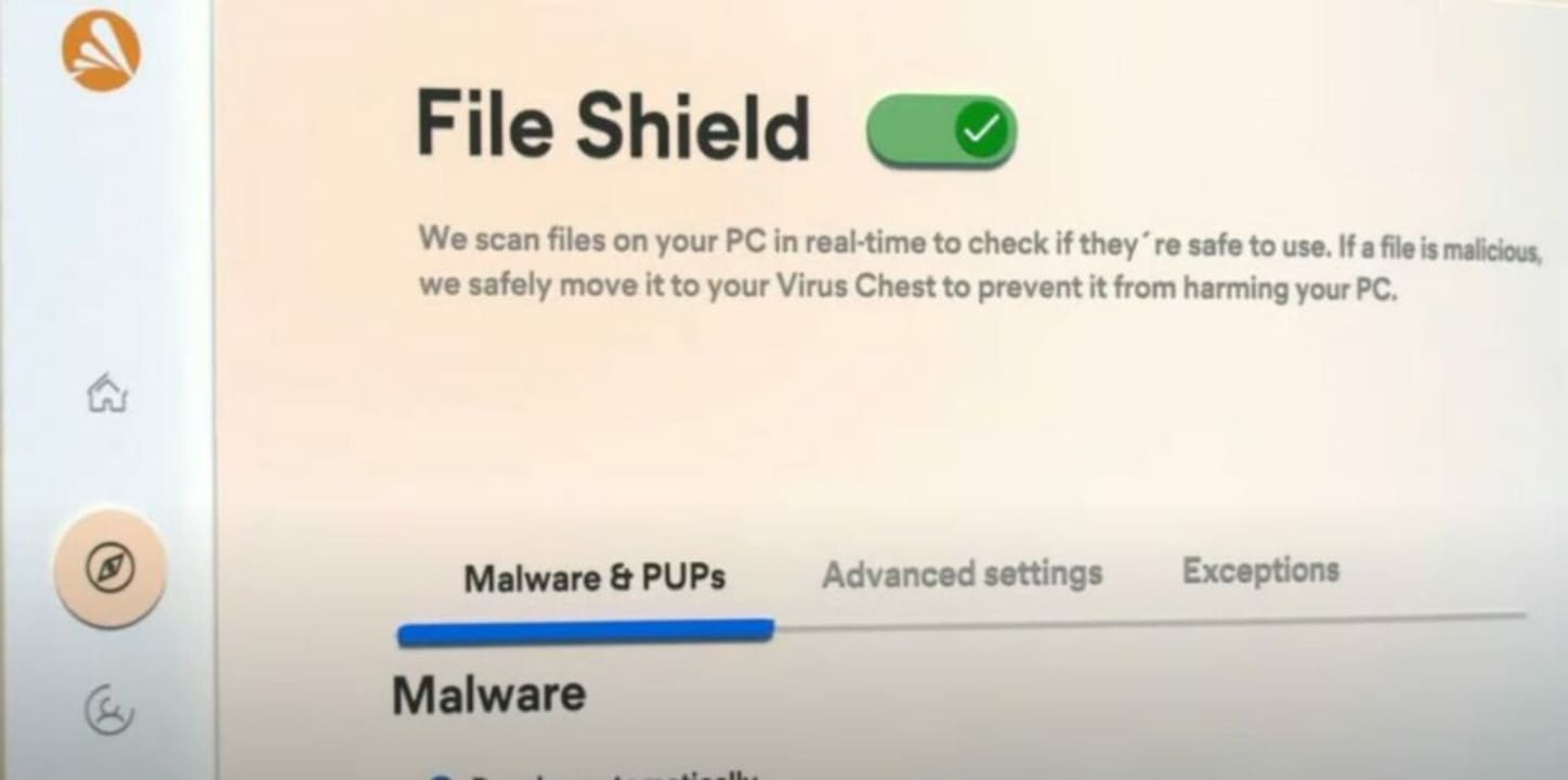 Avast file shield blocks malicious files