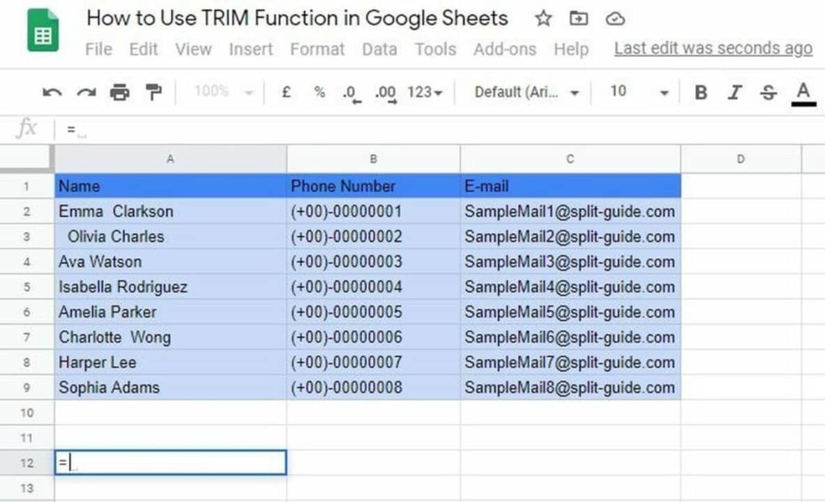 Trim helps you remove unwanted spaces in data cells