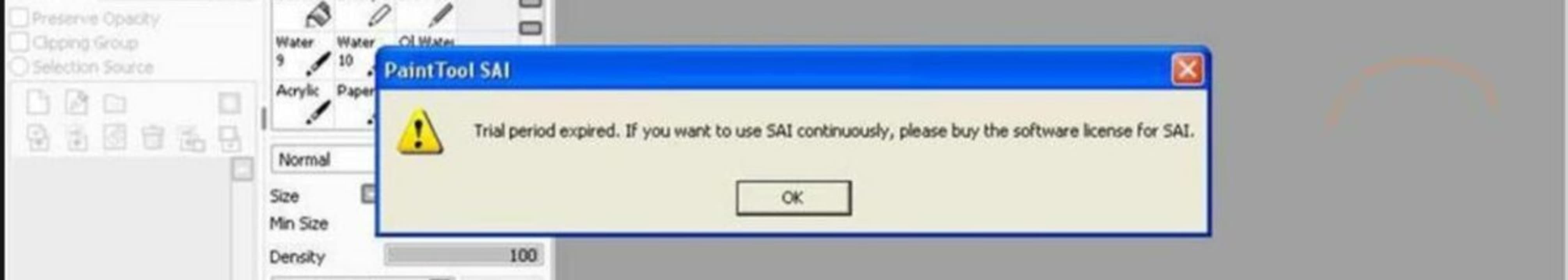 The free trial ends with this message in a dialog box