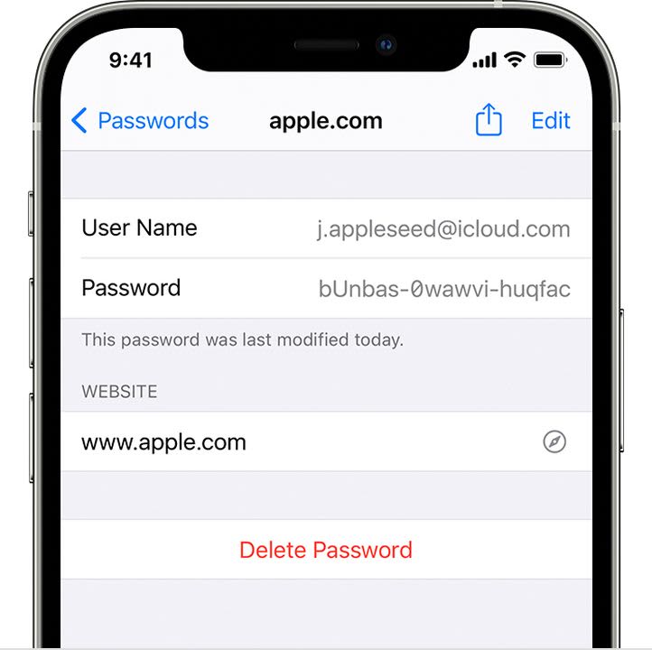 View passwords from an Apple device