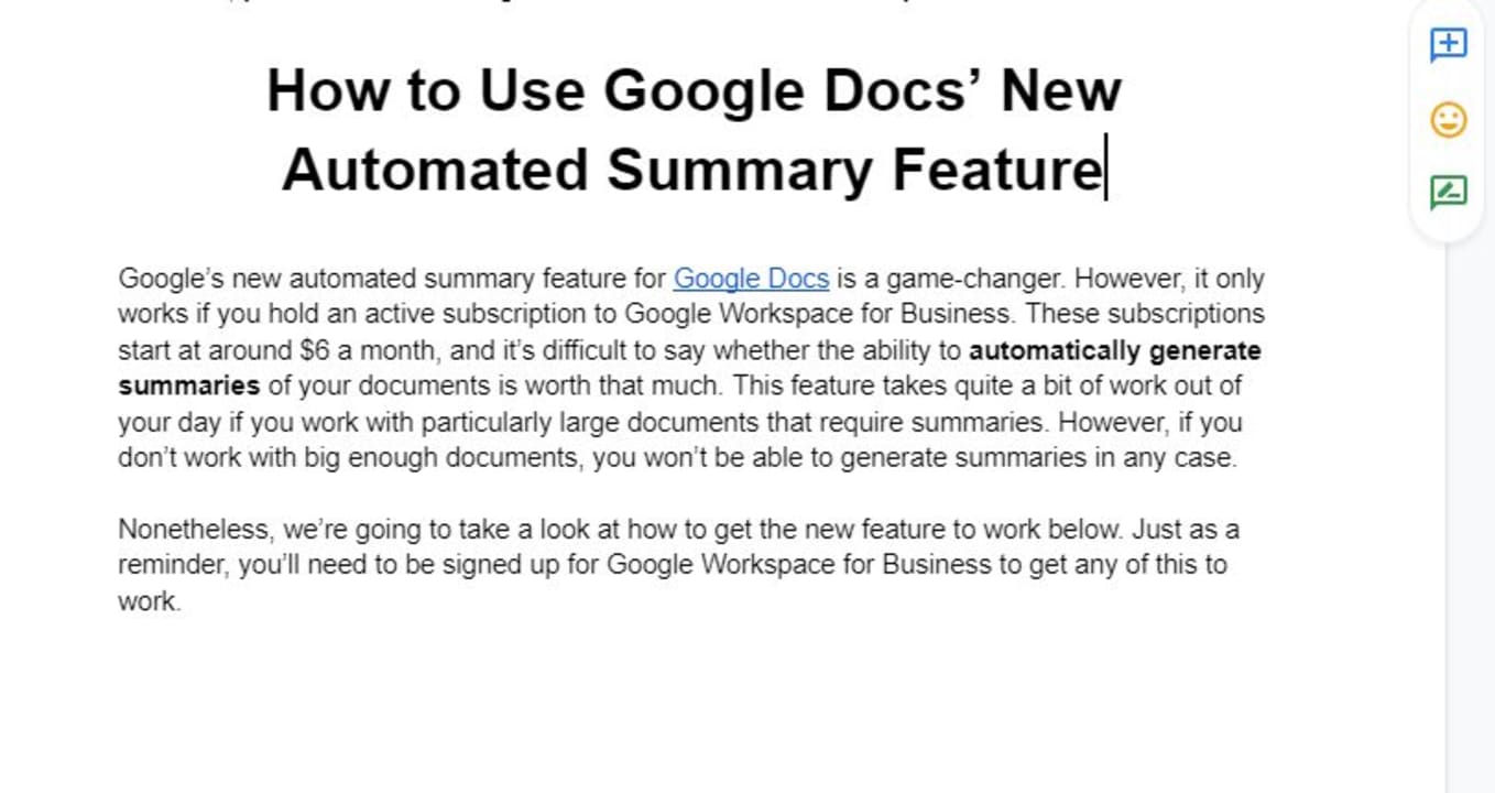 How to Use Google Docs’ New Automated Summary Feature