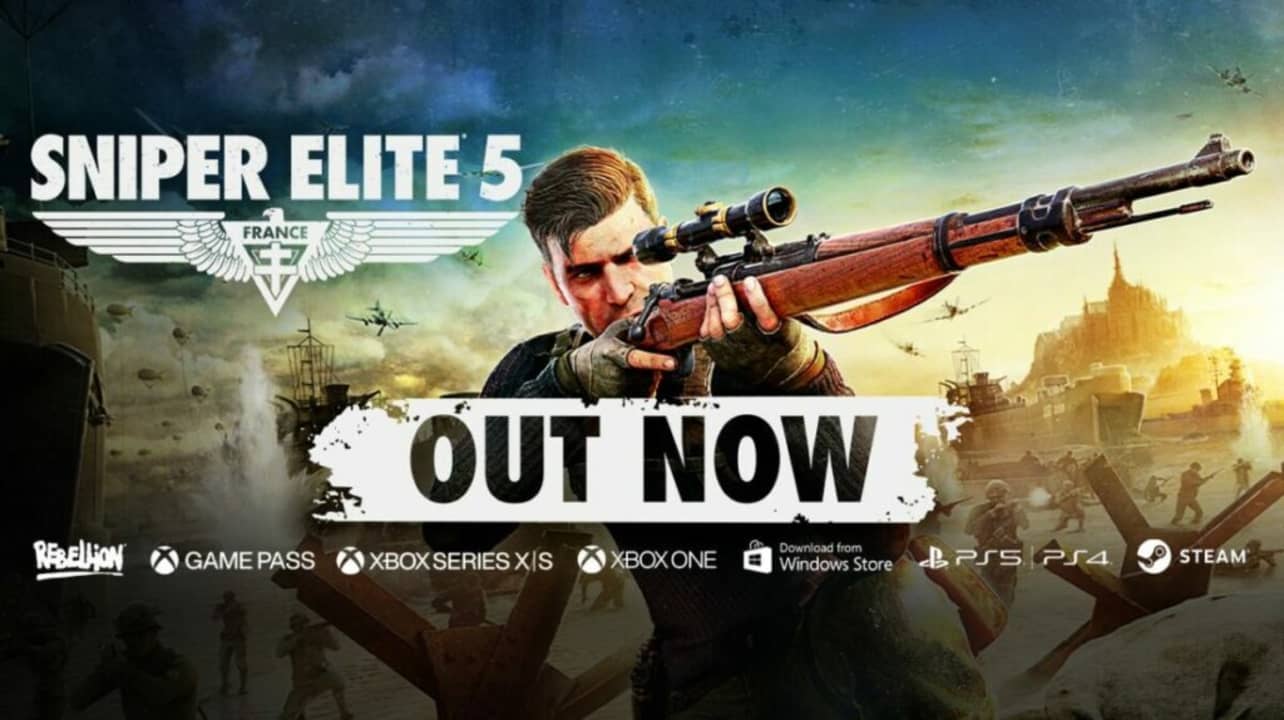 Cover photo advertising the release date of Sniper Elite 5
