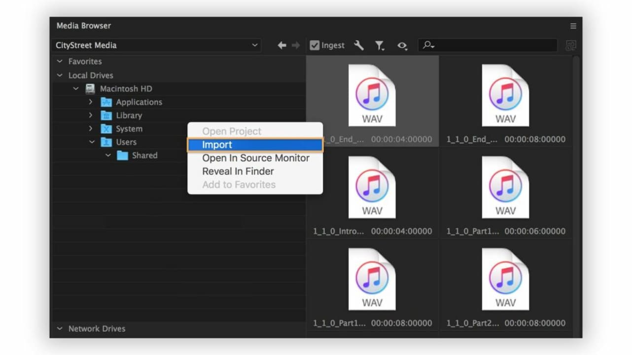 Start by importing the footage from your recording device