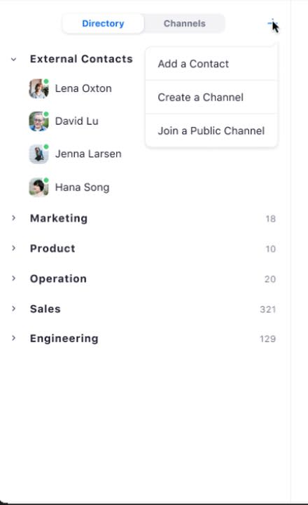 View both your contacts and group channels in a simple list