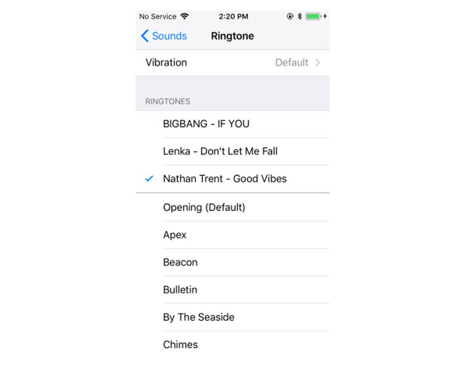 Select your new ringtone on your iDevice