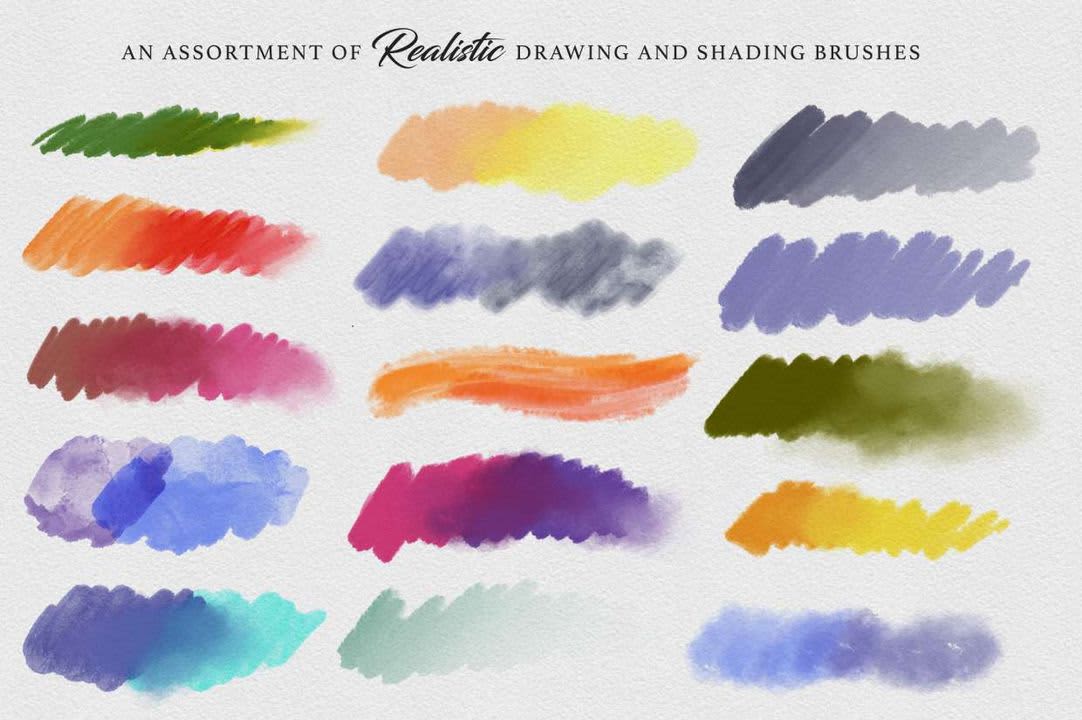 A selection of Procreate watercolor brush options.