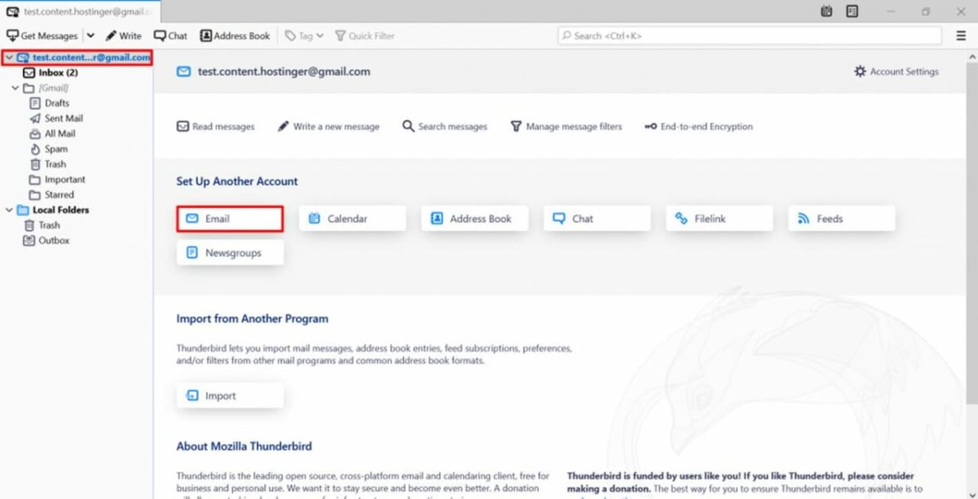 You'll need to establish a Thunderbird email account before access its encryption feature