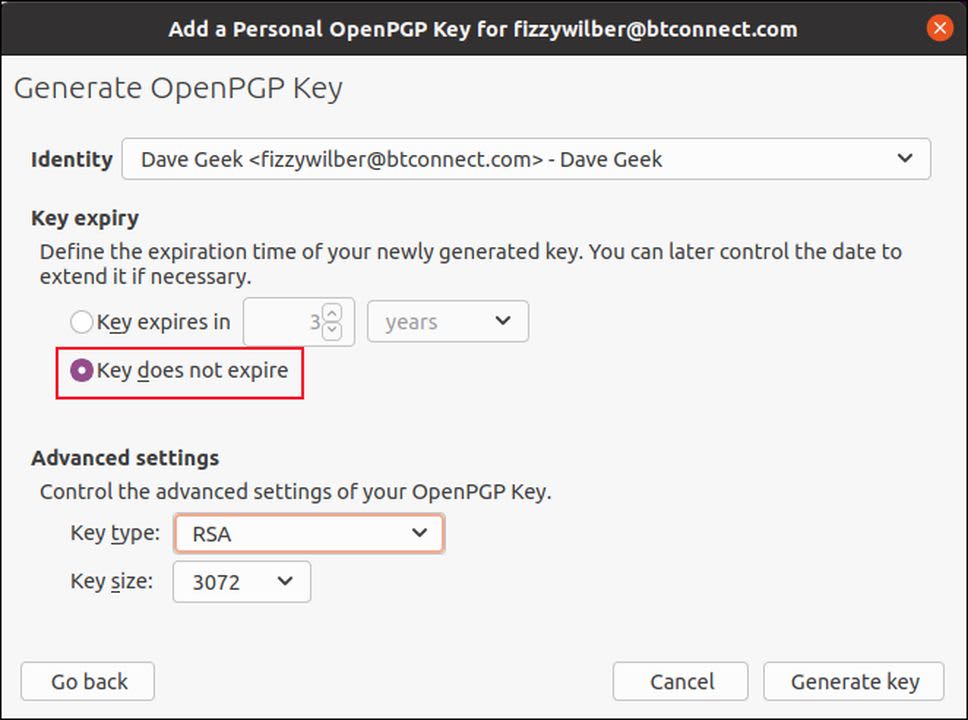 Establish your personal key pair in Thunderbird, if you haven't already