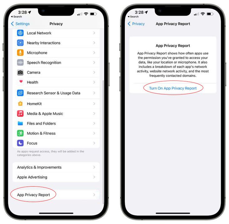 The App Privacy Report in iOS