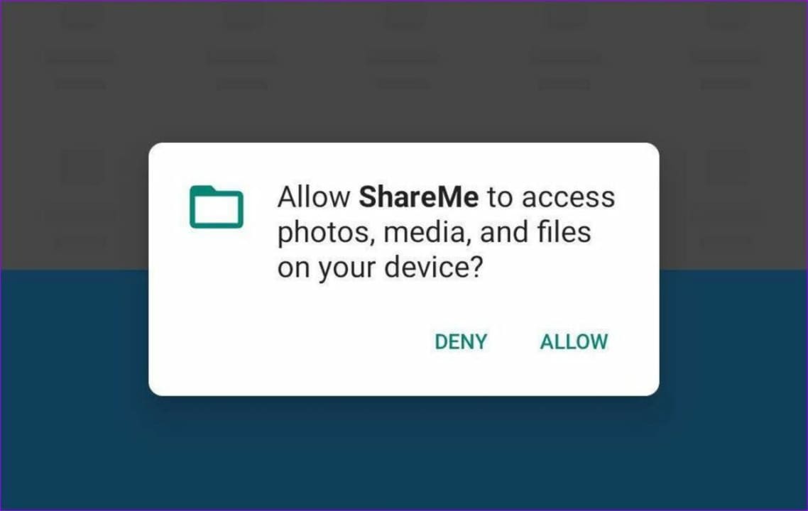Allow ShareMe to access the data on your device before personalizing your account